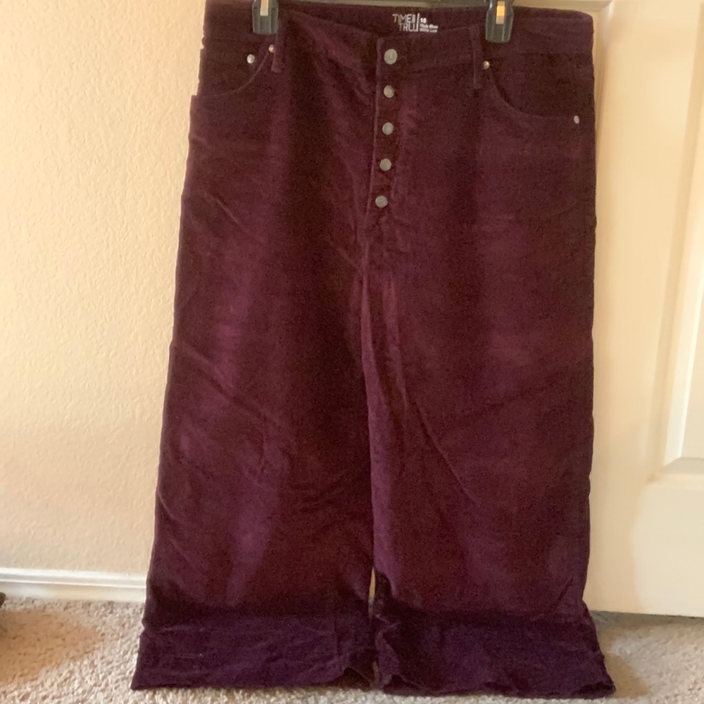 Womens Size 16 Time And Tru Purple Corduroy Multi Button Pants